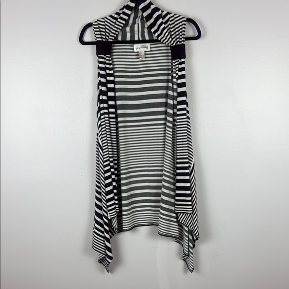Joseph Ribkoff Monochrome Striped Sleeveless Open Cardigan Size 14 - Picture 2 of 11
